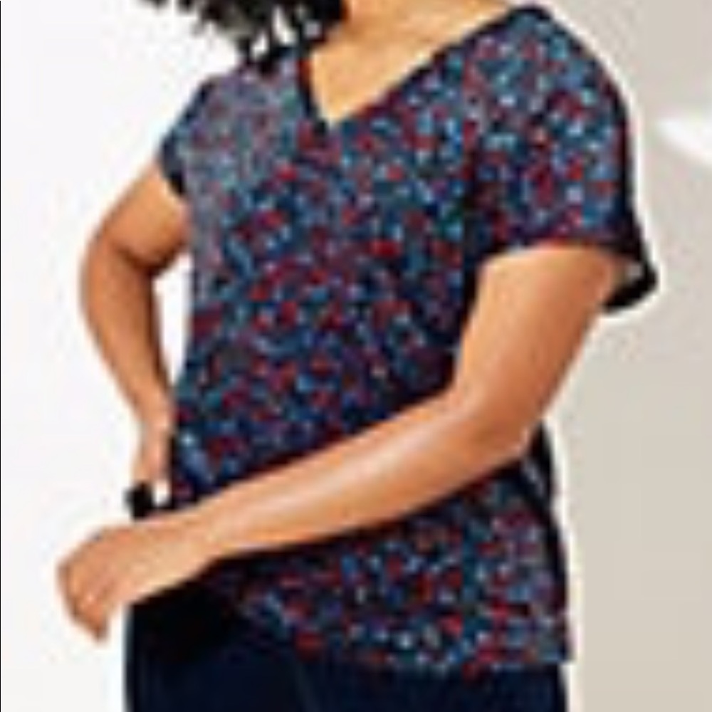 Loft Plus blouse. Floral, velvet blouse.